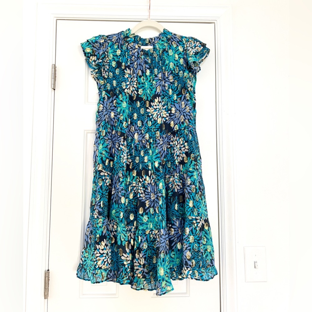 Sail to Sable Ruffle Neck Dress in Bloom Print - Small - NWT